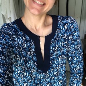NWT Michael Kors Blue Paisley Long-Sleeve Blouse